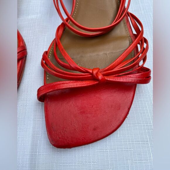 & Other Stories orange/red sandals, straps across the top, made in Spain, 38 - Picture 4 of 9